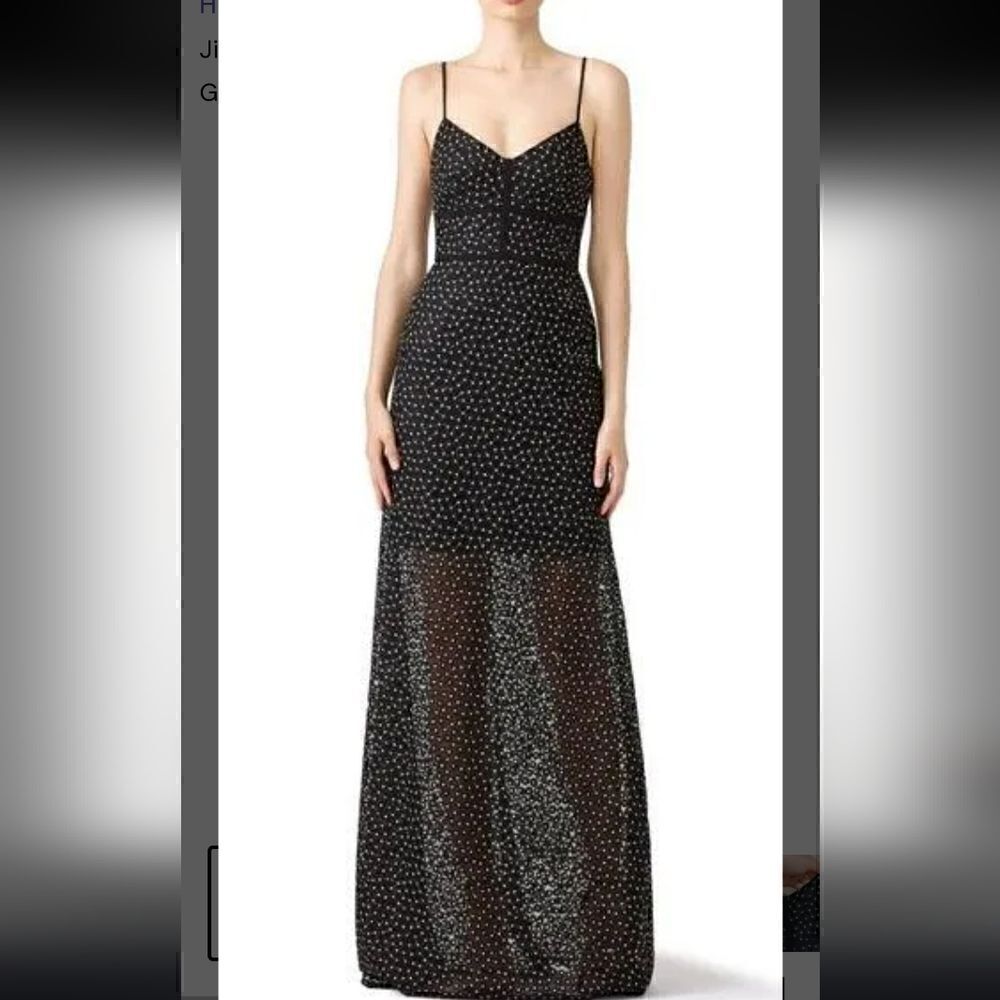 Jill Stuart Jill Black Embroidered Lace Flared Maxi Dress Gown Size 4